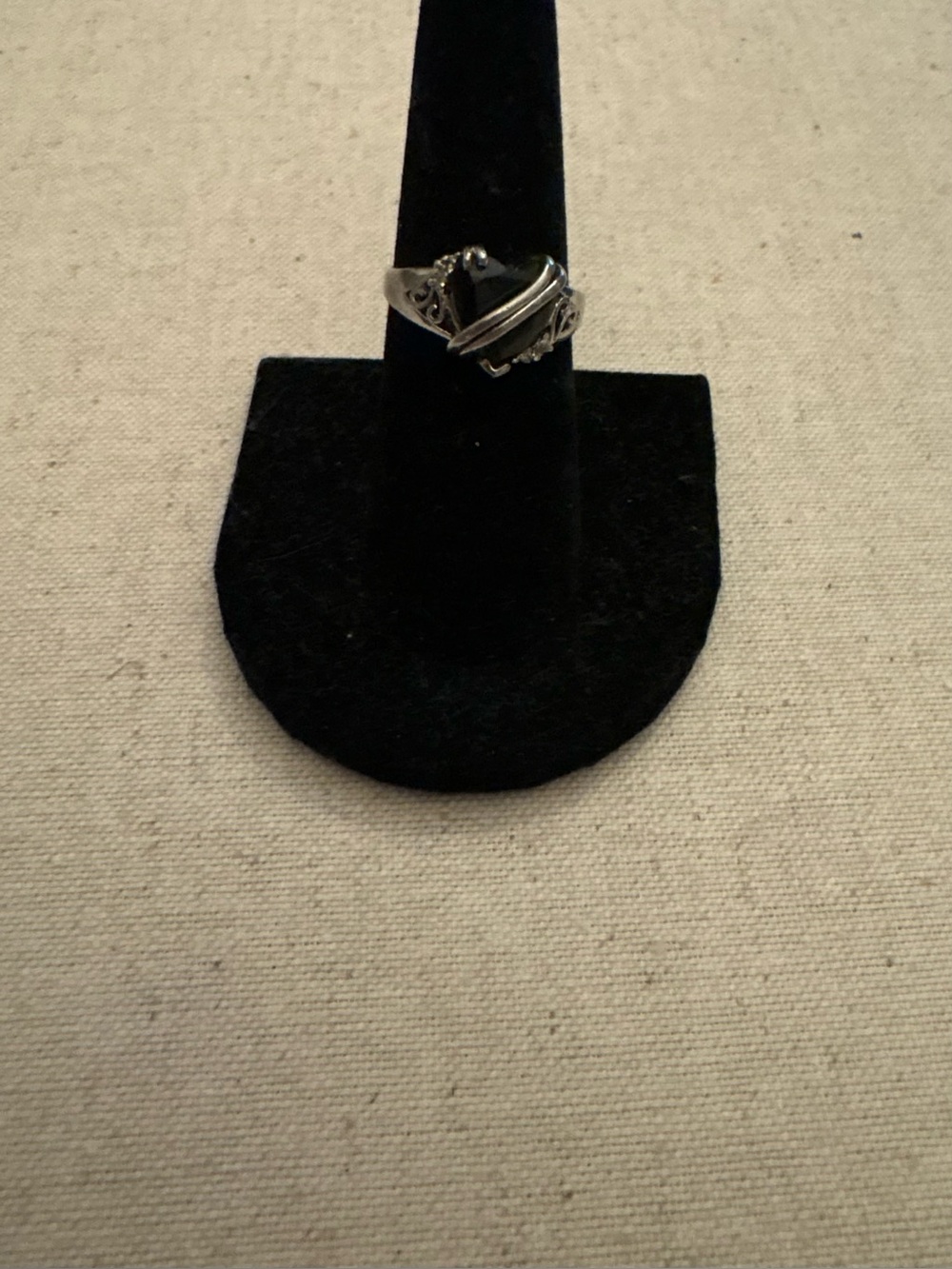 Sterling Silver Onyx Heart Wrap Ring - Silver Size 7